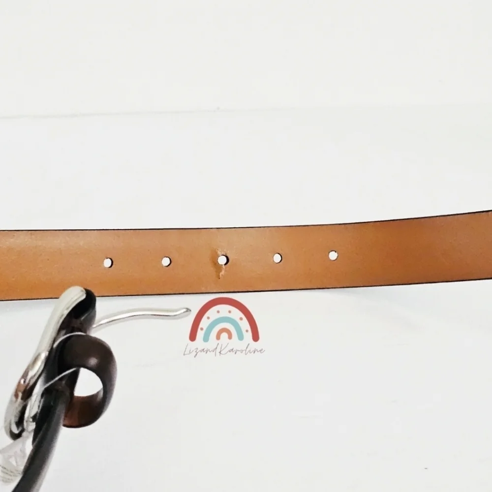 New! J. Crew Leather Round Buckle Dress Belt in Maple